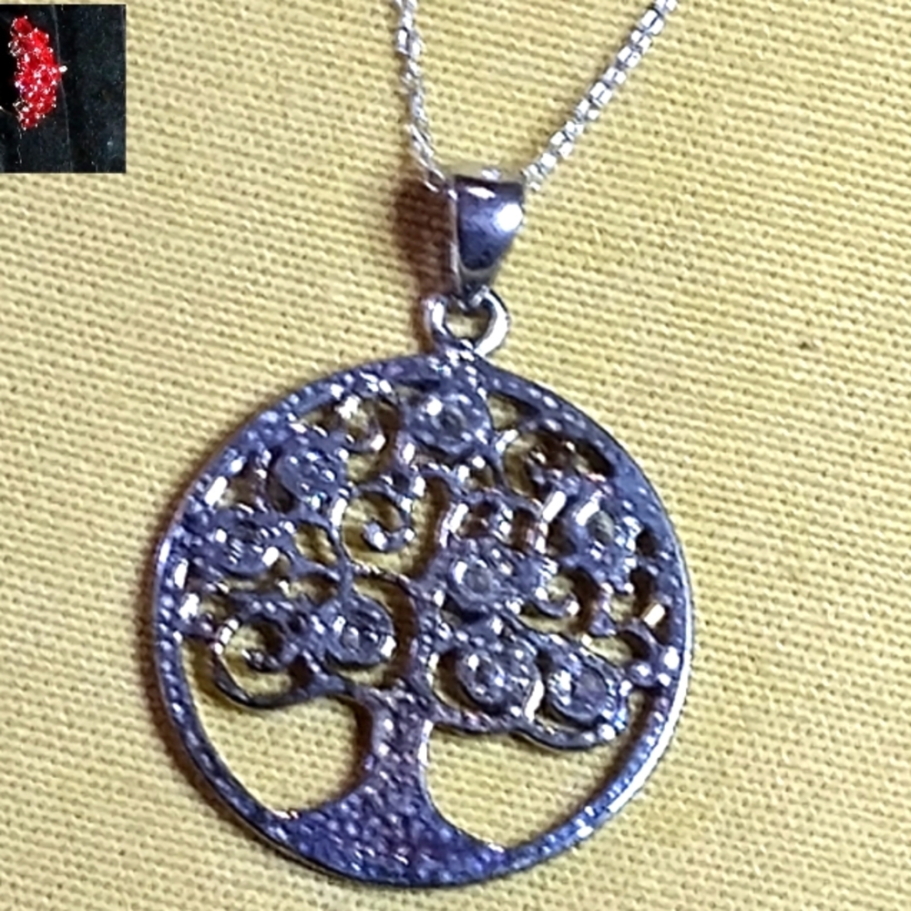 STERLING SILVER SWIRL TREE OF LIFE MOTIF 18-IN NECKLACE. (NC-661447)